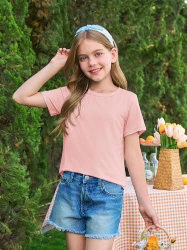 Image of Haloumoning Girls Short Sleeve T Shirts Kids Summer Crewneck Tops