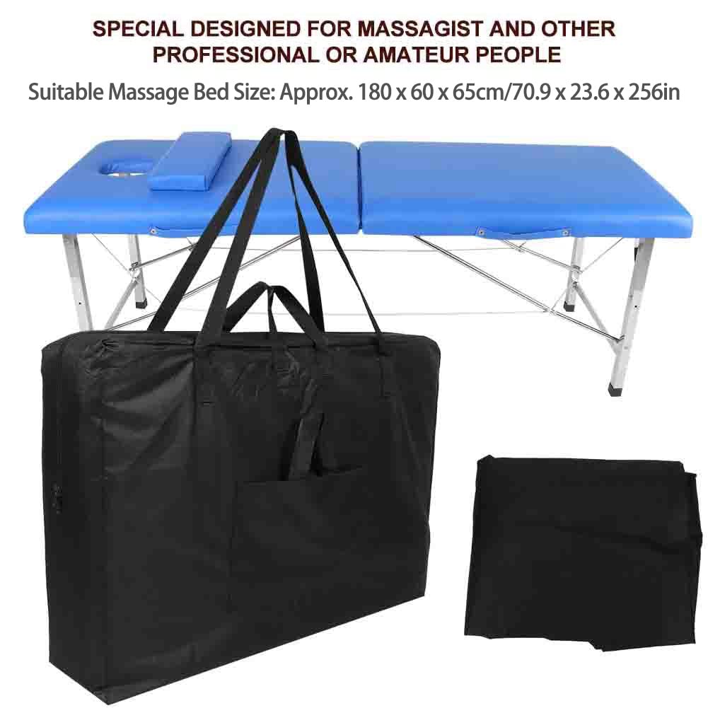 Bolsa de lona para cama de masaje, bolsa de almacenamiento y bandolera reutilizable para mesas SPA (93 x 63 x 23 cm), impermeable y resistente, color negro