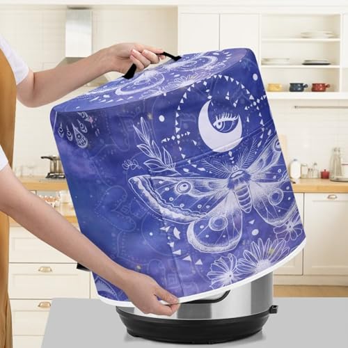 Image of 6-Quart Instant Pot Cover - Purple Butterfly Retro Design | Dust Protector with Top Handle | Portable | Retro Decor Housewarming Gifts