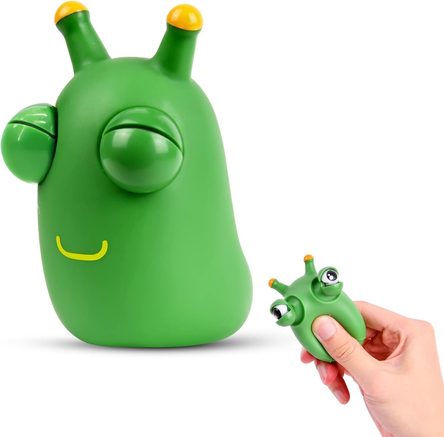 Green Bug Squeeze Toys, Funny Grass Eyes Popping Out , Kids Sensory Fidget , Eyeball Bouncing , Fidget Slug Pop-it for Toddlers Kids Adults Autism and ADHD