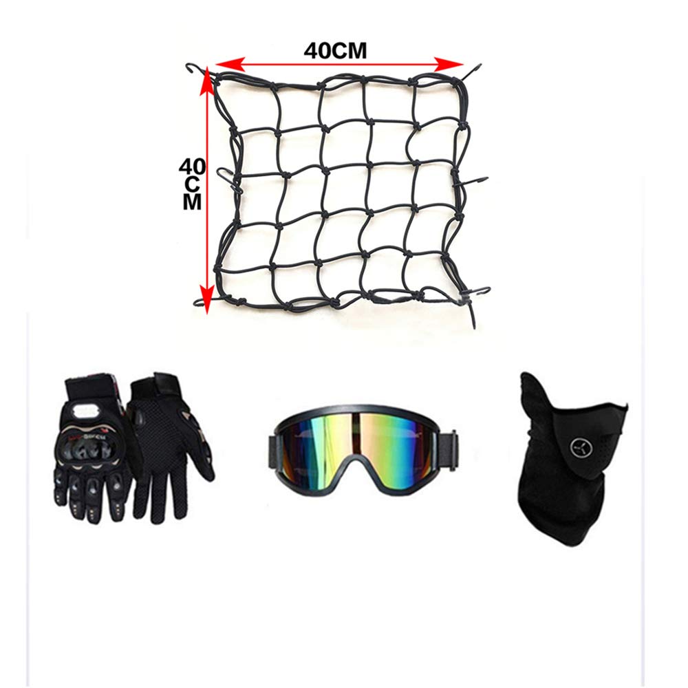 Casco da Motocross Set con Guanti/ Occhiali/ Face Mask/ Rete Elastica Moto, Nero e Rosso, Unisex Adulto Casco Moto Cross Kit Downhill Caschi Moto Offroad Enduro Sport con Fodera Rimovibile