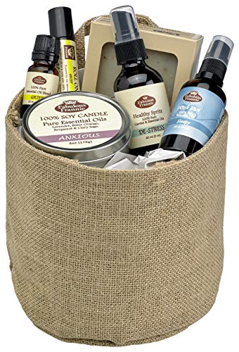 Fabulous Frannie All Natural Grief Gift Basket includes 6oz Candle, 4oz Herbal Soap, 2oz Massage Spray, 2oz Pillow Spray, 10ml Roll-On, and 10ml Pure Essential Oil.
