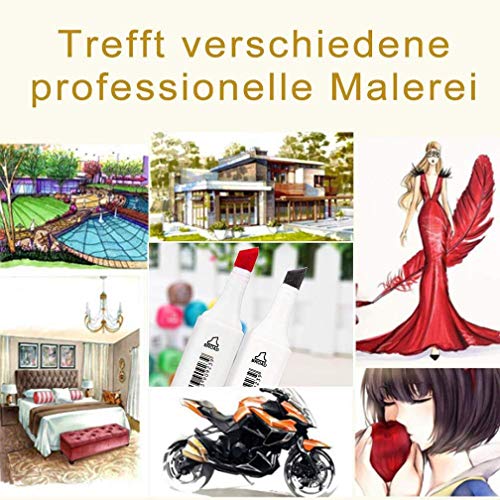 Jingyue Conjunto de 60 cores de canetas de ponta dupla, canetas marcadoras de mangá para desenho per