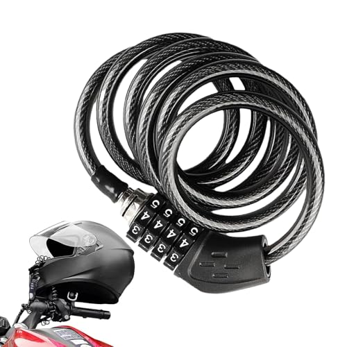 Candado de cable para motocicleta, candado de seguridad con combinación de cable de 47 pulgadas, resistente a la intemperie, cerradura de combinación antirrobo para motocicleta