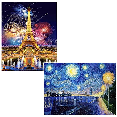 SUPECENT 2枚セット ダイヤモンドアート キット ダイアモンドビーズ絵画キット DIY 手作り絵画手芸キット 5D モザイクアート ダイヤモンド塗装 全面貼り付けタイプ 30x40cm