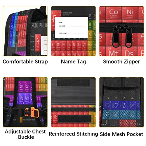 Kids Backpack for Boys Girls Periodic Table of Elements Toddler Backpack Preschool Kindergarten Backpack with Chest Strap Lightweight Colorful Elements Children Bookbag for School, Travel, Nursery4