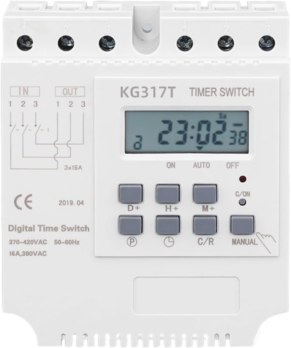 Three Phases 380V Digital Timer Switch Electric Programmable Timer Relay with 30 Times On/Off Per Day/Weekly