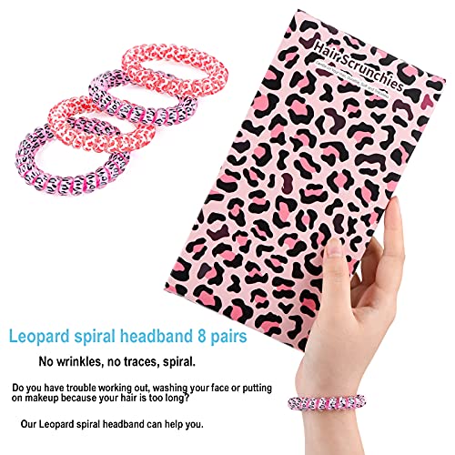 8 Pcs Spiral Hair Ties,Hair Bands Coil Hair Accessories For Active Women-Hair Scrunchies Strong Grip (Pink-Purple) #TOP2