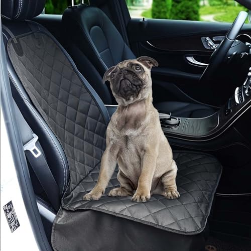 Fudajo Hunde Sitzbezug fürs Auto 100x50cm, Wasserfester und kratzfester Vordersitz Schoner gegen Schmutz, Hundedecke als Autoschondecke in Schwarz
