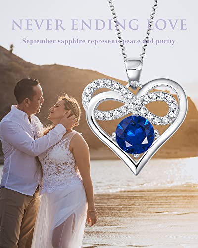 Gifts For Wife, Heart Necklaces For Women, Dainty Gold Necklace For Women, Creencia Sterling Silver Infinity Birthstone Necklace, 18K Gold Plated Personalized Jewelry Gifts For Women Mom Girlfriend Her #TOP3