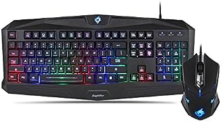 EagleTec K005-BA PC Gaming Keyboard and Mouse Combo Wired LED RGB Backlit Keyboard