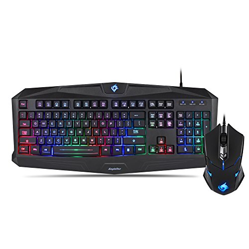 EagleTec K005-BA PC Gaming Keyboard and Mouse Combo Wired LED RGB Backlit Keyboard with Multimedia Keys & 5 Button Mouse with 3200 DPI for Windows PC Gamers (RGB Keyboard & Mouse Set) EagleTec K005-BA PC Gaming Keyboard and Mouse Combo Wired LED RGB Backlit Keyboard with Multimedia Keys & 5 Button Mouse with 3200 DPI for Windows PC Gamers (RGB Keyboard & Mouse Set)
