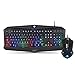EagleTec K005-BA Gaming Keyboard Mouse Combo, RGB LED Backlit 104 Keys USB Wired Ergonomic Wrist Rest Keyboard, Programmable 5 Button Mouse for Windows PC Gamer - [Keyboard Mouse Set]