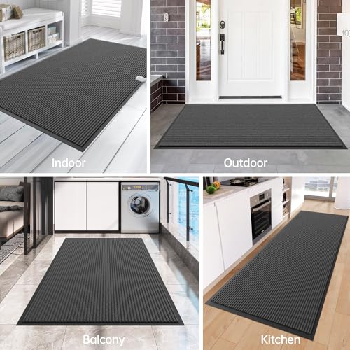 Naturei Front Door Mat, 4' x 5' Heavy Duty Indoor Outdoor Door Mat for Entryway, Commercial Door Mats Entrance, Low Profile Welcome Mats Non-Slip, Durable Rubber Backing Entry Mat for Home,Gray by Naturei - Image 7