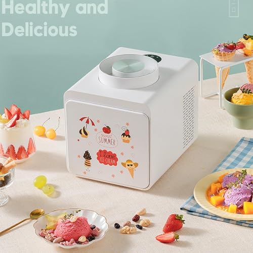 Eismaschine, 120W Frozen Yoghurt Sorbet Maker, Softeismaschine mit Touch-Steuerung, Frozen Yoghurt Sorbet Maker mit 1000ml Fassungsvermögen, Leicht zu reinigen, zur Herstellung von Eiscreme(White) – Bild 3