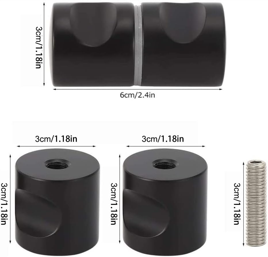 1 Set Aluminium Alloy Shower Door knob, Black Pair Shower Door Handle Knobs, Solid Single Hole Handle for Home Bathroom Kitchen Office (30mm)