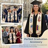 CHMKMF Puerto Rican Graduation Stole, Class of 2026 American & Puerto Rico Flag Sash with Gold Glitter Trim & Tassels for High School College Grad, 72"