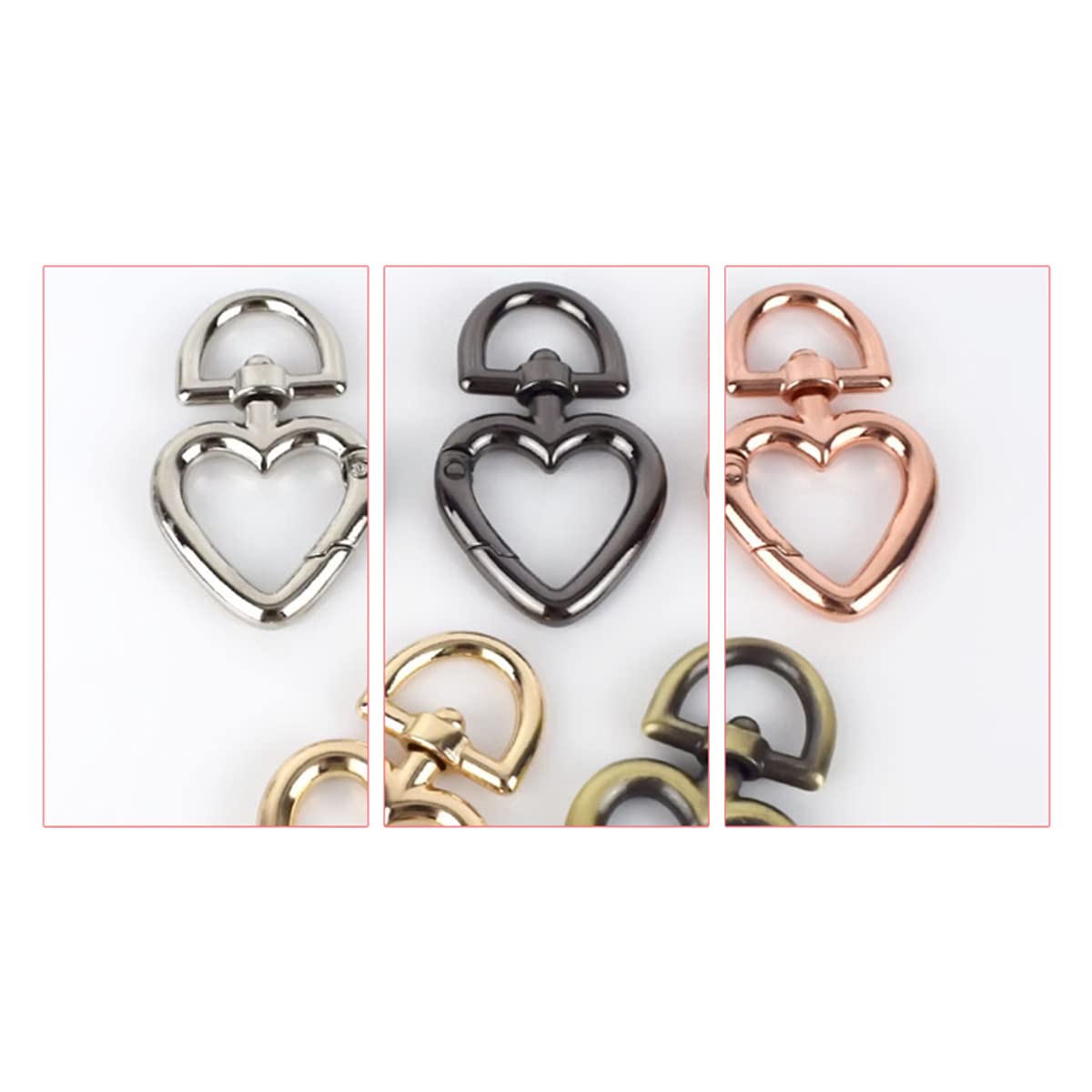30 Uds. Cierre Giratorio En Forma De Corazón con Anillo En D, Hebillas a Presión De Metal, Ganchos para Llavero, Cierre De Langosta para Cordón, Joyería, Suministros para Manualidades DIY