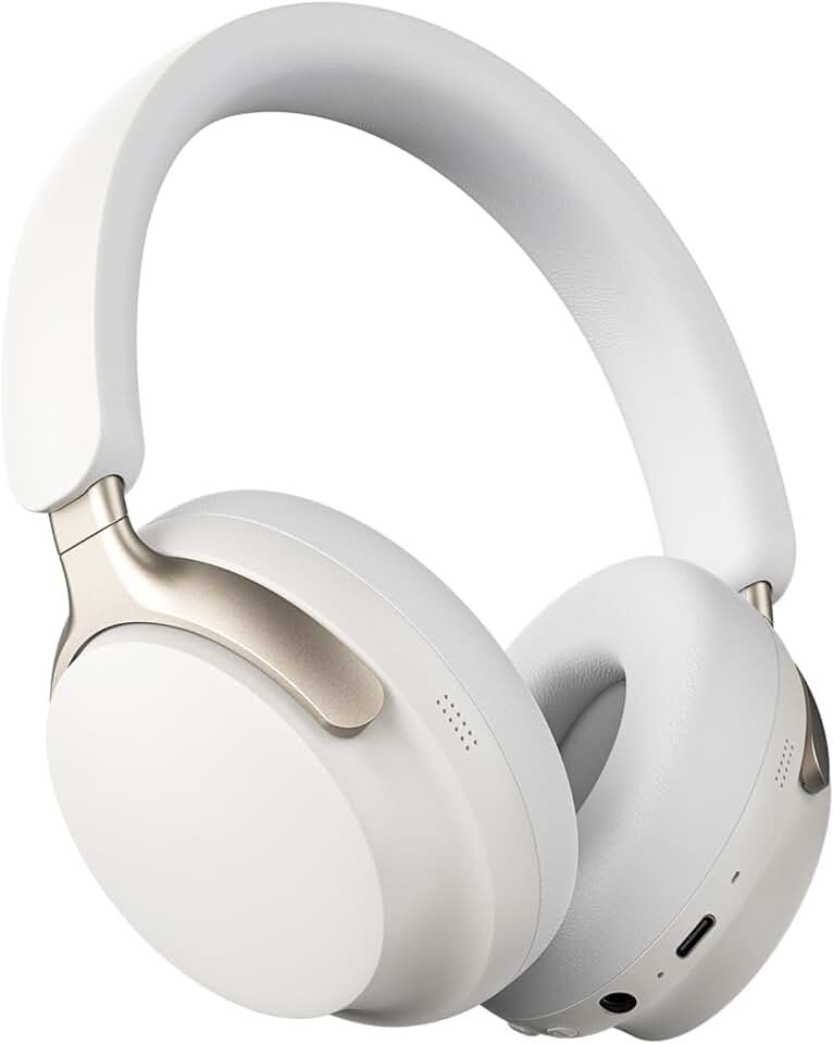 Fones de Ouvido Bluetooth 5.4, Headphone Bluetooth com Cancelamento de Ruido Ativo ANC, Suporte Chamadas de Voz, Certificação Hi-Pure Audio, 40 Horas de Reprodução (Branco)