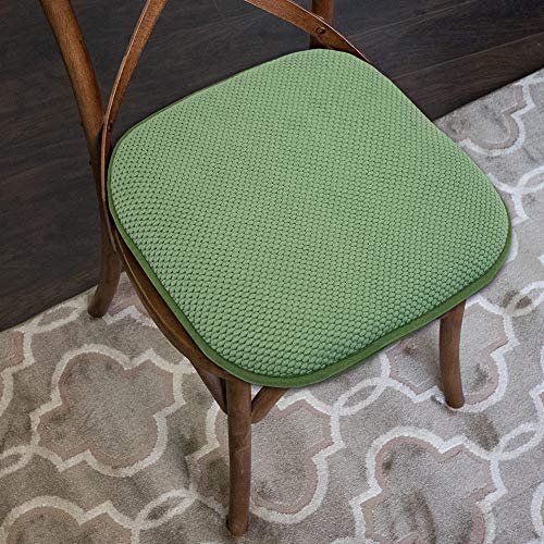 Sweet Home Collection 4 Pack Memory Foam Honeycomb Nonslip Back 16" X16" Chair/Seat Cushion Pad, Green #TOP4