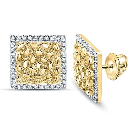 Large Square Shape 14K Yellow Gold Plated 925 Sterling Silver