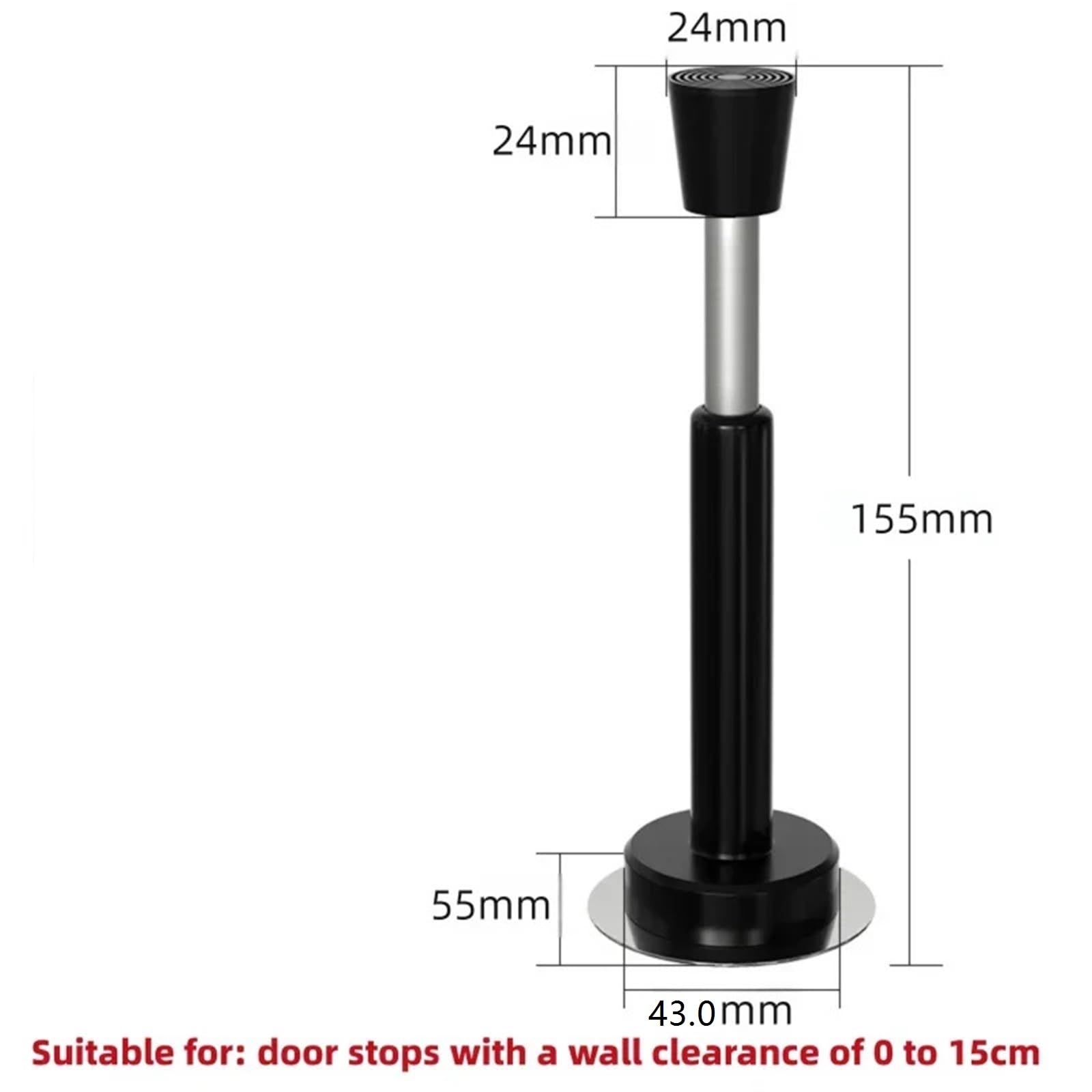 Tope de puerta sin taladro 3 uds. silencioso con amortiguador hidráulico, soporte anticolisión for entrada, vidrio para Puertas de Madera(Black-155mm)