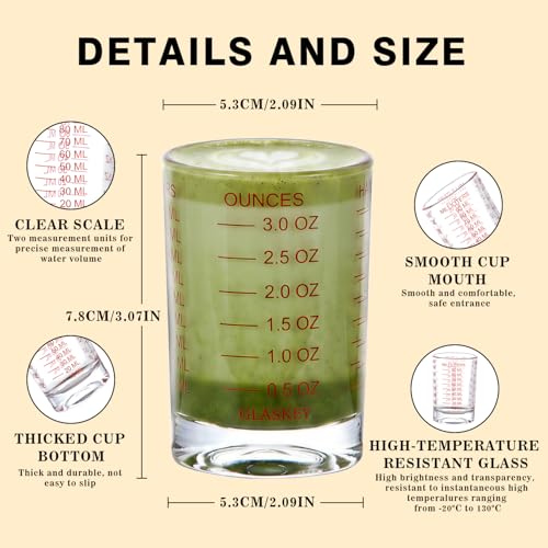 Set de 2 vasos medidores de vidrio 3 oz Rojo miniatura 2