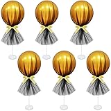 Elecrainbow 6 Pack Black and Metallic Gold Tutu Tulle Balloon Centerpieces Set for Baby Shower Table Decorations, Birthday, Wedding, Bridal Shower, Welcome Back, Party, 44 Units