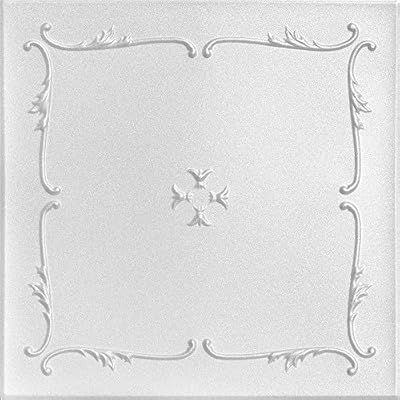 A La Maison Ceilings R05 Spring Buds Foam Glue-up Ceiling Tile (256 sq. ft./Case), Pack of 96, Plain White