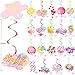 20Pcs Candyland Hanging Swirl Decorations Candy Party Hanging Swirls Colorful Lollipop Hanging Decorations Sweet Candy Decorations for Candyland Birthday Party Baby Shower Supplies