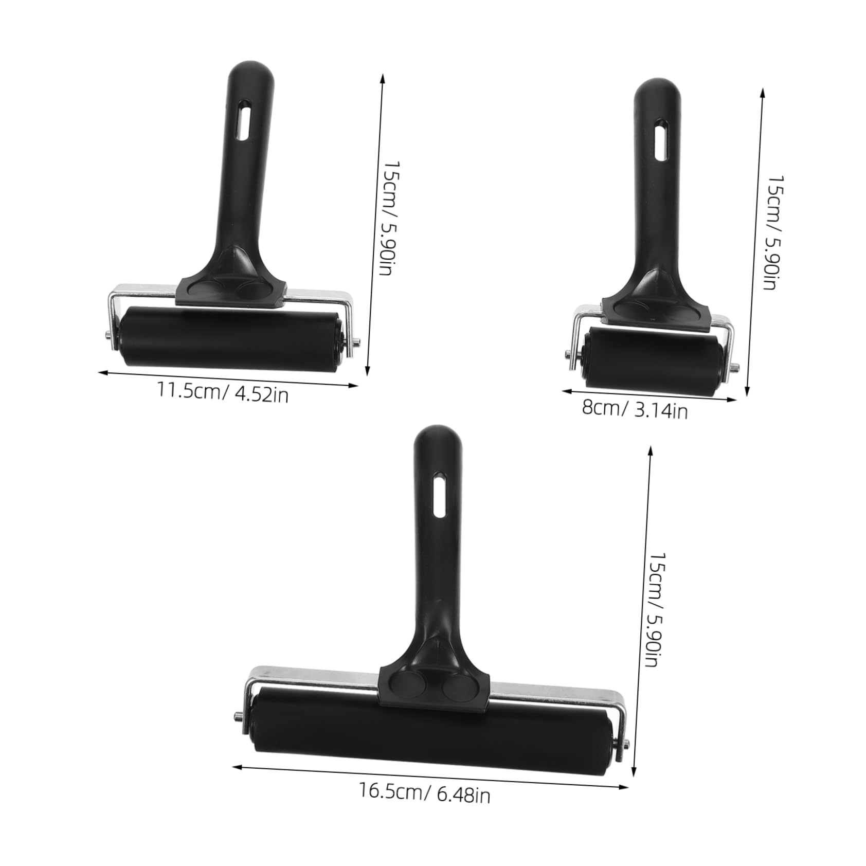 Rodillo de Grabado 3 Piezas de Goma Metal Abs Negro