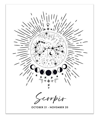 Scorpio Zodiac Constellation Art Print - UNFRAMED - 8x10 inches | Scorpion Horoscope Star Sign Poster by Peechy Prints