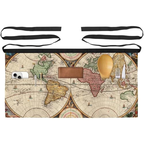 Tablier de cuisine 3 poches lot de 3 demi-tabliers colorés pour une protection efficace au travail