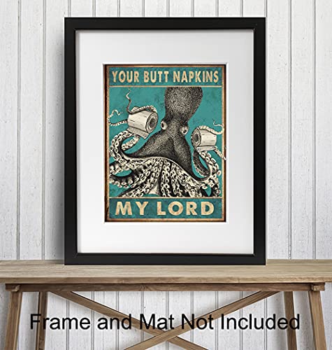 Octopus Nautical Bathroom Decor - Butt Napkins - Beach Bathroom Decor - Bath Wall Decor - Funny Bathroom Decor - Guest Bathroom Decorations - Toilet Paper Wall Art - Restroom Sign - Powder Room Decor - Image 3