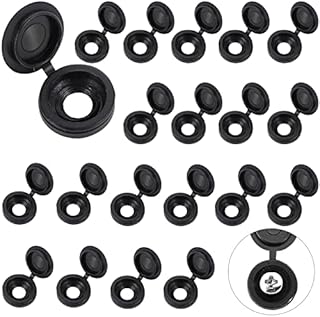 100 Pcs Black Screw Caps, 0.34 Inch Plastic Hinged Screw Covers Caps, Fold Screw Snap Covers for Replacement Screw Decorative Covers