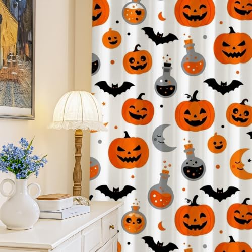 Rideaux occultants citrouilles pour créer une ambiance d'Halloween au salon - 2