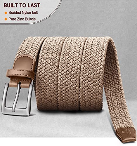 Image of BULLIANT Belt for Men 2Pack,Mens Gift Stretch Braided Web Belt Elastic for Casual Golf Jeans,1 3 /8 inch