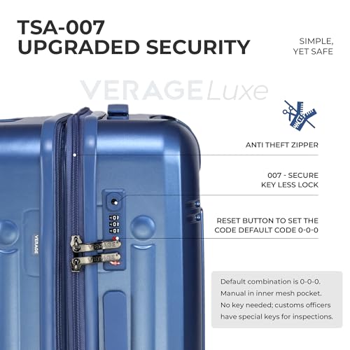 Image of Verage Luxe Romero Set of 2 (M+L) Polycarbonate Hard Shell Luggage with TSA Lock, Lightweight Trolley Suitcase with Double Spinner Wheels, 5-Year International Warranty (24 /28,Midnight Blue)