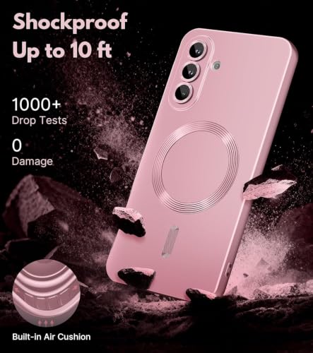 Image of DIZORO Samsung A27 Case, Compatible with Mag Safe Back Cover, Matte Luxury Metallic Luster Flexible TPU Wireless Charging Shockproof Case with Camera Protector (Metallic Silver)