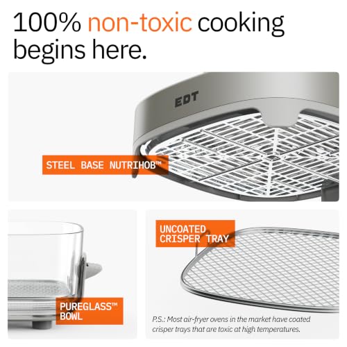 Image of EDT Luma ZERO COATING PureGlass Air Fryer Oven | 4.5L Bowl | 6-in-1 Multi Function | 100% Toxin Free No Ceramic PFAS, PTFE, PFOA | 1500W | NutriRetain