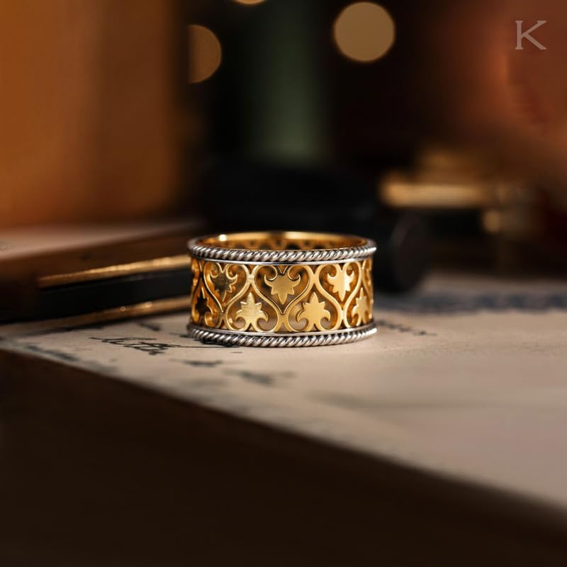 Image of KISNA 9KT / 14KT / 18KT Aurora Filigree Yellow Gold Band For Women | S14