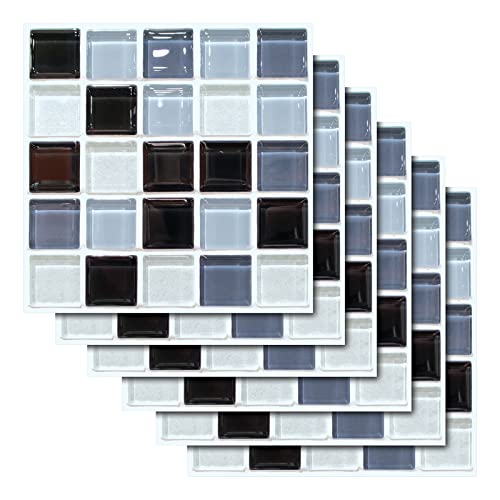 Liwein Carrelage Autocollant Sticker Mosaique Carrelage Adhesif Mural Imperméable Auto-adhésif Sticker Carrelage Design de Carreaux de Ciment Mural Décoratif pour Cuisine Salle de Bain20x20(Mosaique)