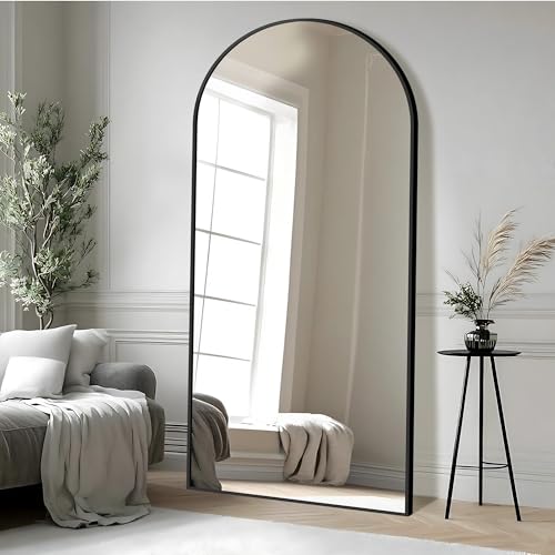 MOUIND 72x36 Large Arched Full Length Mirror Black Floor Standing Mirrors for Bedroom Full Body Dressing Mirror with Stand Tempered Glass Safety Wall Mirror for Living Room Bathroom Entryway