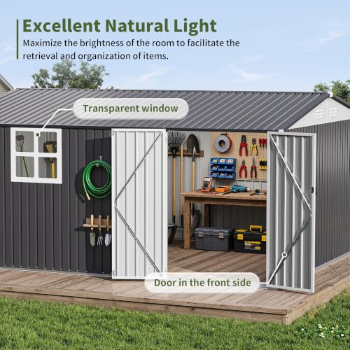 Image of Polar Aurora 10X14 FT Metal Outdoor Storage Shed with Window