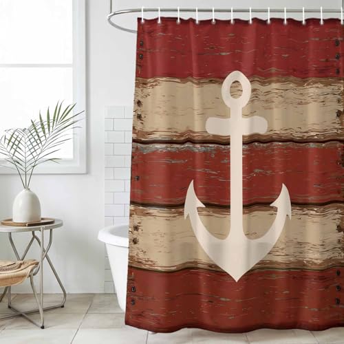 Nautical Anchor Waterproof Shower Curtain, Stall 36"x78" Washable Polyester Fabric
