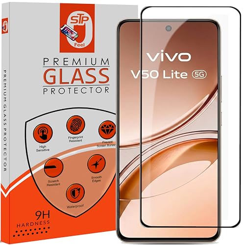 Image of STP FEEL Premium Tempered Glass Screen Protector Guard Compatible For Vivo V50 Lite 5G (6.77 Inch, Pack of 1) | Edge to Edge Coverage With Easy to installation kit for Smartphone