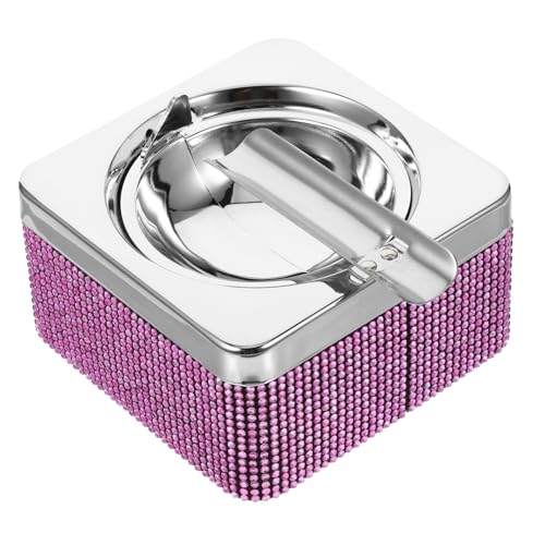HOLIDYOYO Posacenere Decorativo Quadrato Portatile in Cristallo Con Strass Capacità Grande Per Auto e Esterni Accessorio Elegante Da Viaggio Design Brillante Rosa Facile Da Trasportare e Pul