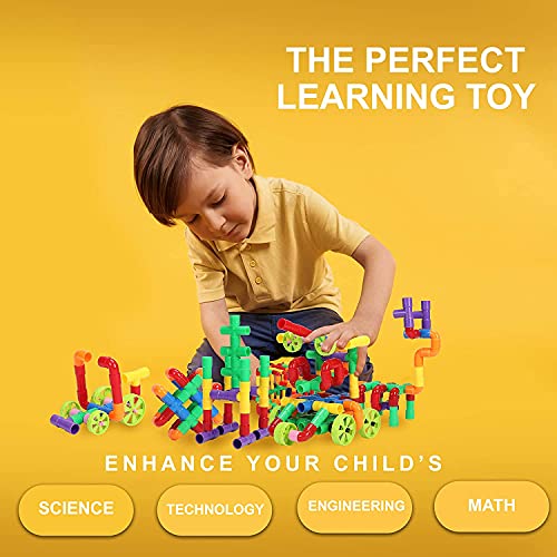 Image of AEXONIZ TOYS Plastic Pipe Building Blocks - 165Pcs, Multicolor Bulk Plastic Educational Making Sweet Home Smart City Building Block for Indoor, Outdoor for Kids