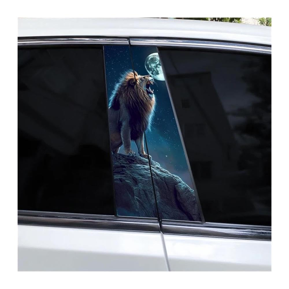 Body Parts 2pcs Lion Full Moon Car B-Pillar Waterproof Decal DIY Cover Scratches(C)