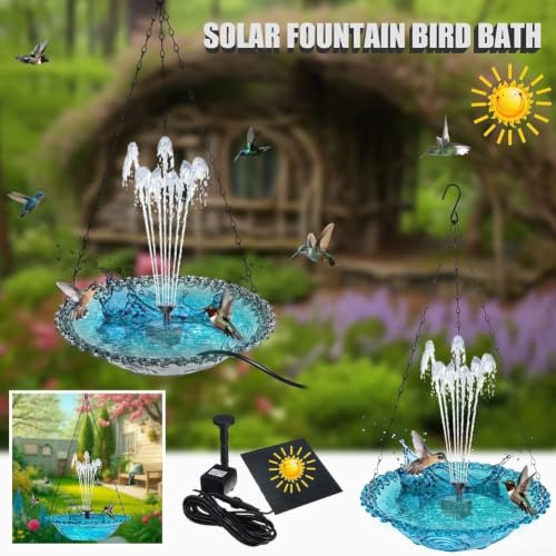 Baño solar para pájaros morado libre de cables y seguro para mascotas 4
